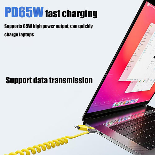 4 in 1 Spring Fast Charging Cable 1.5 Mtr Long