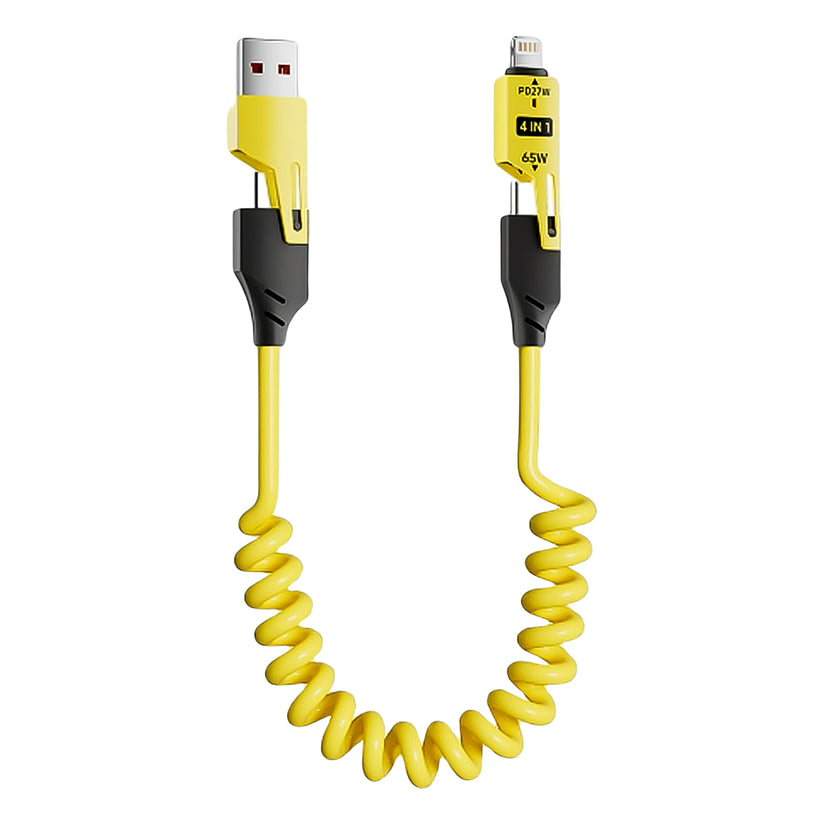 4 in 1 Spring Fast Charging Cable 1.5 Mtr Long